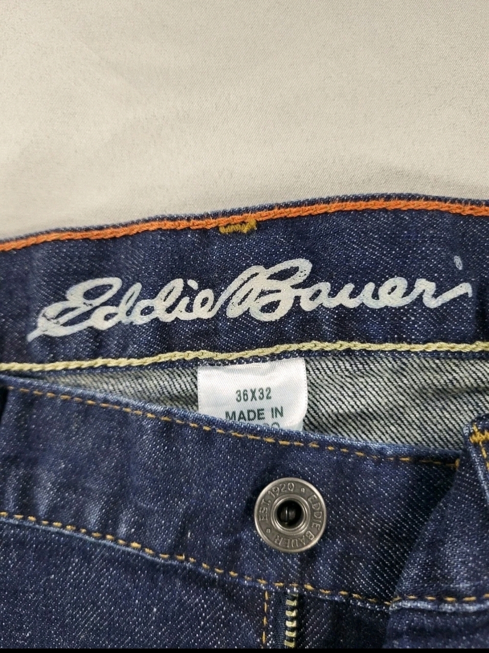 EDDIE BAVER Men's Straight-Leg Jeans in Indigo Blue Size 36 - Picture 7 of 8